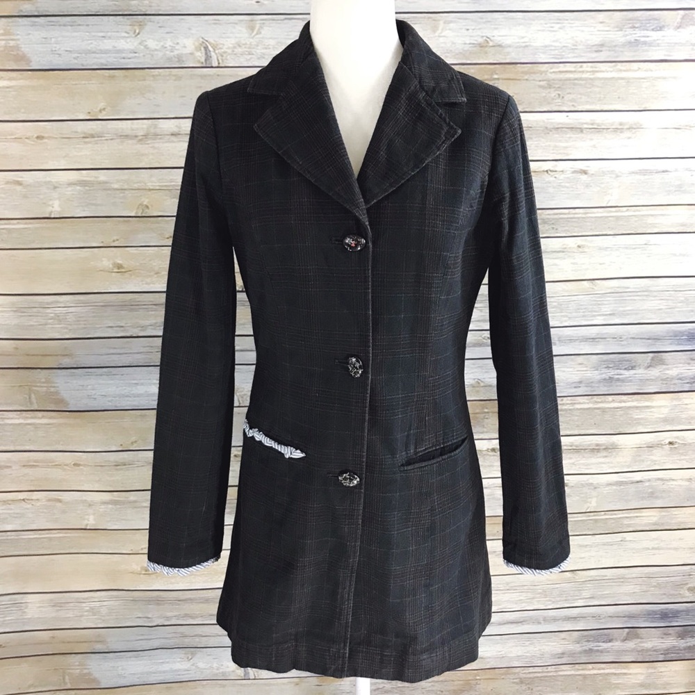 Free People Plaid Pleated Back Button Front Coat